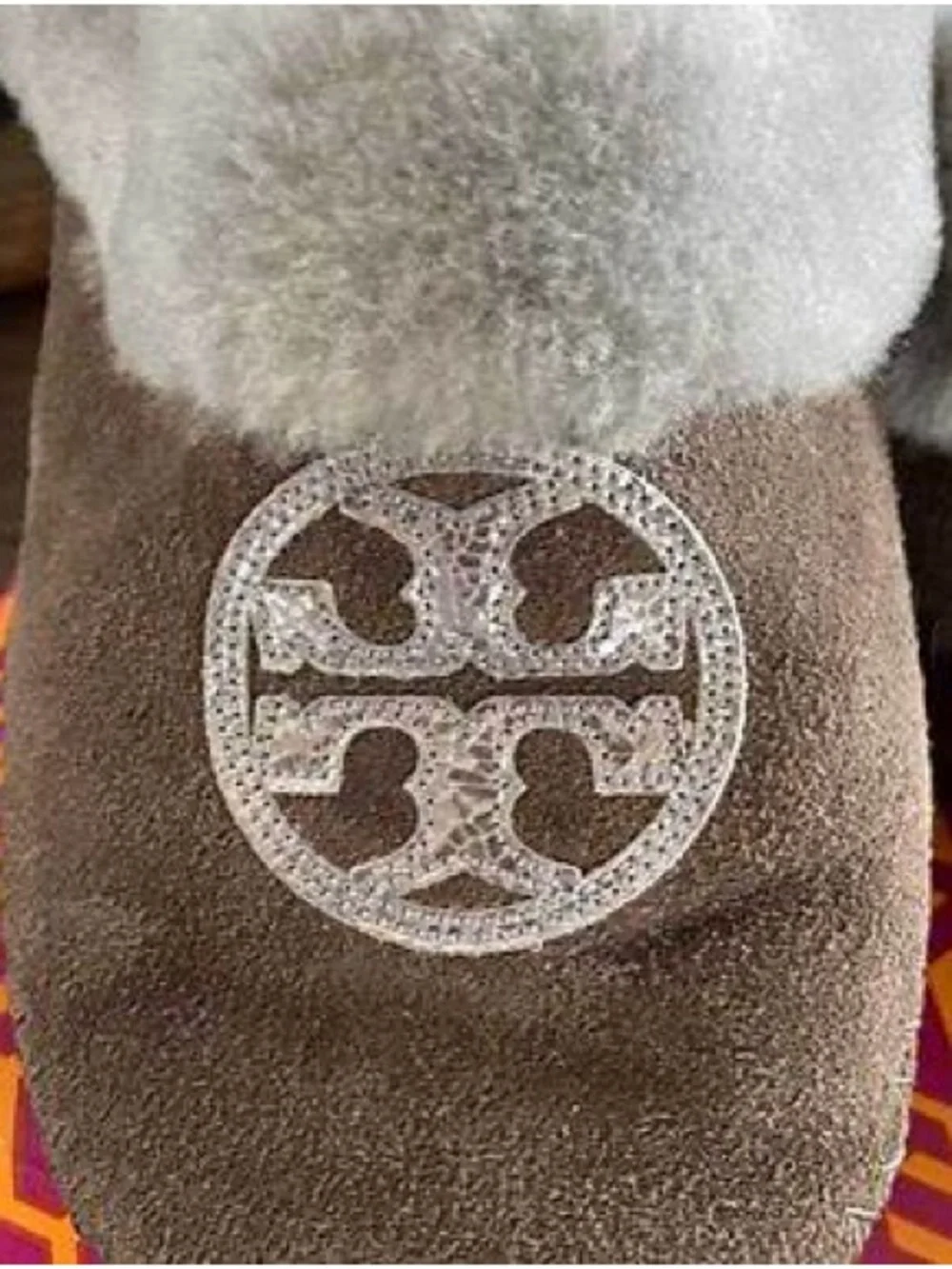 TORY BURCH | coley-split suede slipper, pewter